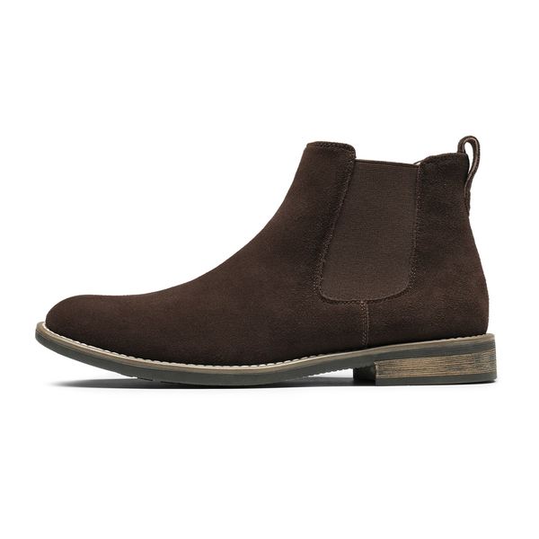 Men's Plain-Toe Suede Chelsea Boots - DARK BROWN - 2